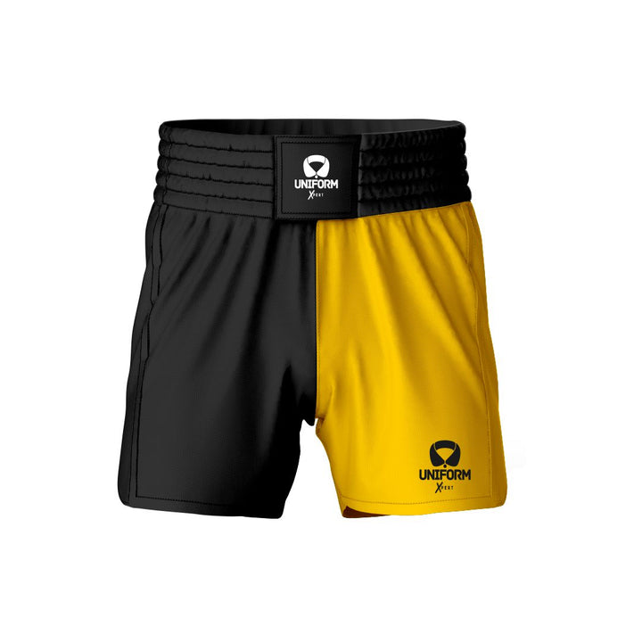 Yellow MMA Shorts: Brighten up your training sessions with our vibrant yellow MMA shorts. Engineered for durability and flexibility, these shorts offer superior comfort and unrestricted movement during intense workouts. Make a statement in the gym with our premium yellow design. Keywords: yellow MMA shorts, mixed martial arts shorts, training gear, athletic shorts